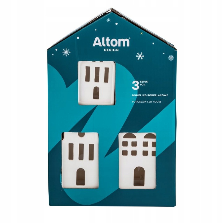 Ozdoby świąteczne Domki Led 3 szt świeczniki Altom Design Prezent Mikołajki