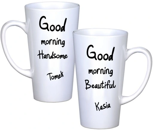 KOMPLET KUBKÓW LATTE DLA PAR PREZENT DUŻE 450ml PREZENT Z NADRUKIEM