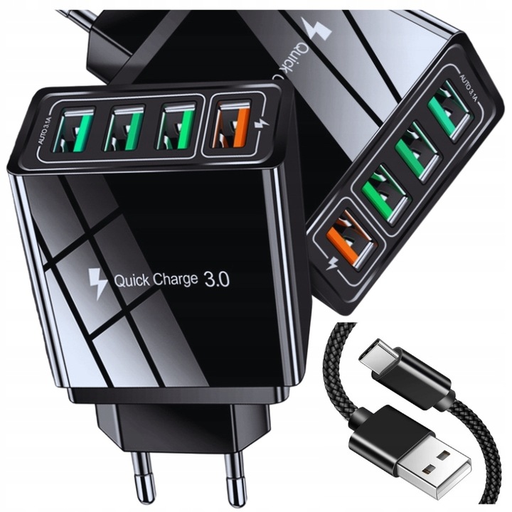 SZYBKA ŁADOWARKA SIECIOWA DO TELEFONU QC 3.0 MOCNA 31W + KABEL USB-C