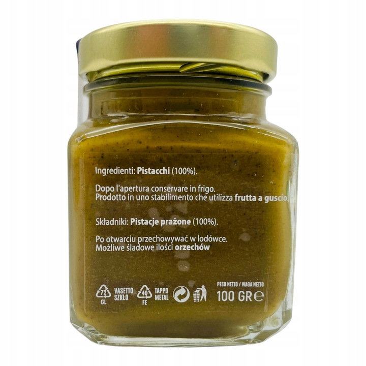 PASTA PISTACJOWA 100% 100G MASŁO PISTACJOWE Z PISTACJI KREM GUSTO & BUON GU