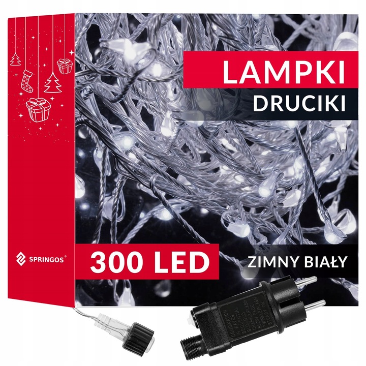 LAMPKI DRUCIKI SOPLE 300LED ZIMNE BIAŁE ŚWIATEŁKA MIKRO ŻYŁKI NA PRĄD 3m