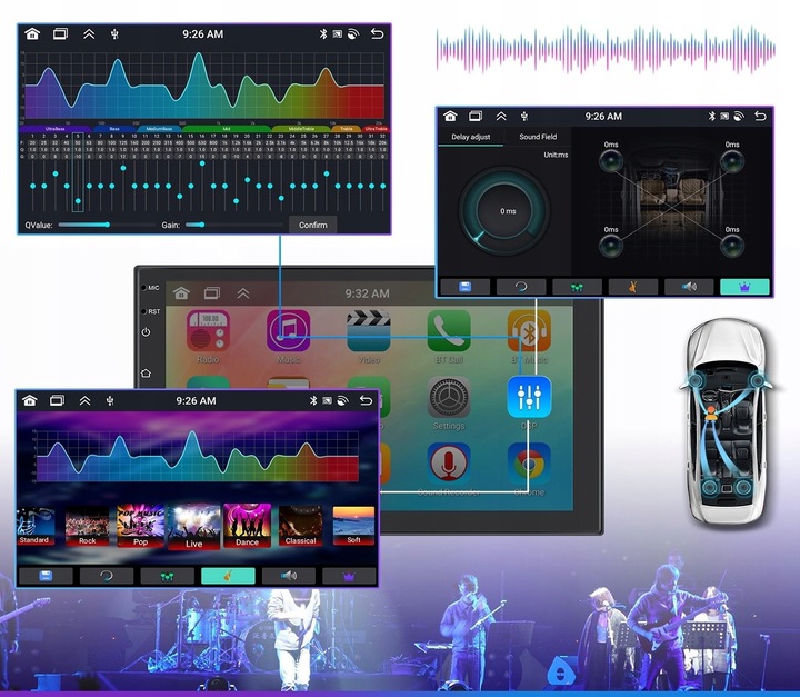 RADIO SAMOCHODOWE 2 DIN 4GB/64GB ANDROID AUTO CARPLAY ANDROID 13 RDS DSP 7"