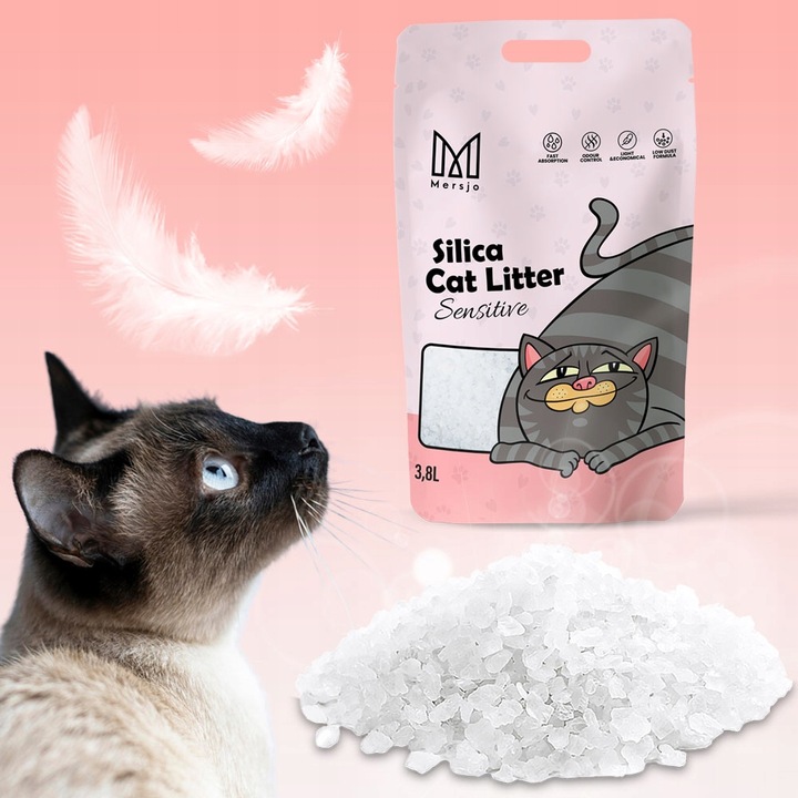 8x ŻWIREK SILIKONOWY dla kota PREMIUM bezpyłowy naturalny Mersjo 3,8L