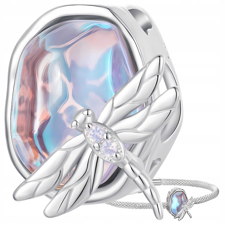 CHARMS WAŻKA NA KAMIENIU OPAL srebro pr 925 koralik ZAWIESZKA SREBRNA BEADS