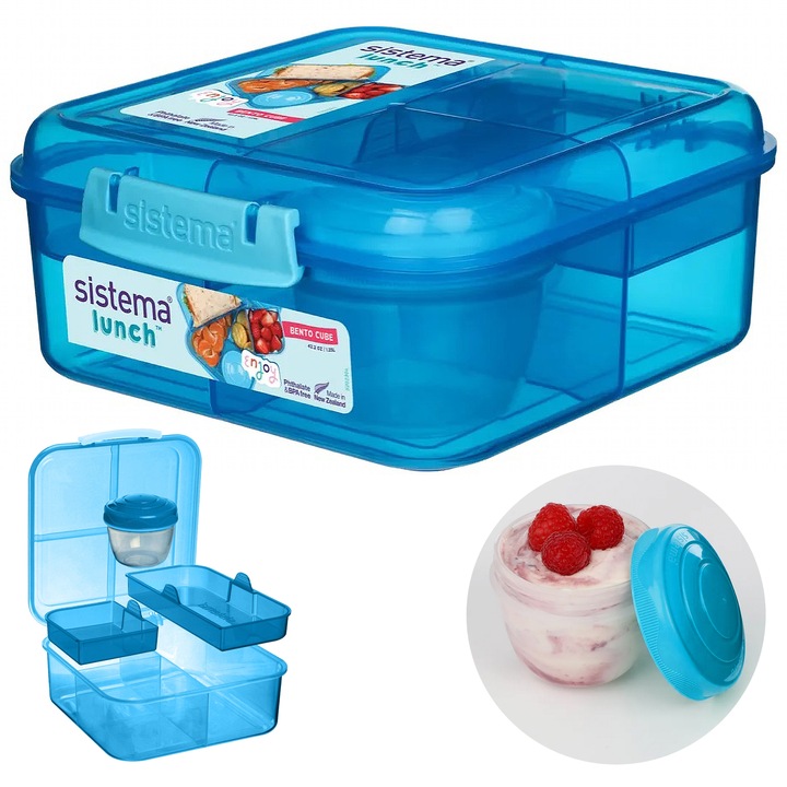 LUNCH BOX ŚNIADANIÓWKA SISTEMA POJEMNIK BOX BENTO 1250ml Z PRZEGRÓDKAMI SOS