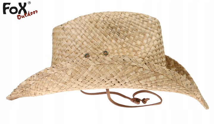 KAPELUSZ KOWBOJSKI SŁOMIANY SŁOMKOWY ze Sznurkiem MFH FOX OUTDOOR BROWN