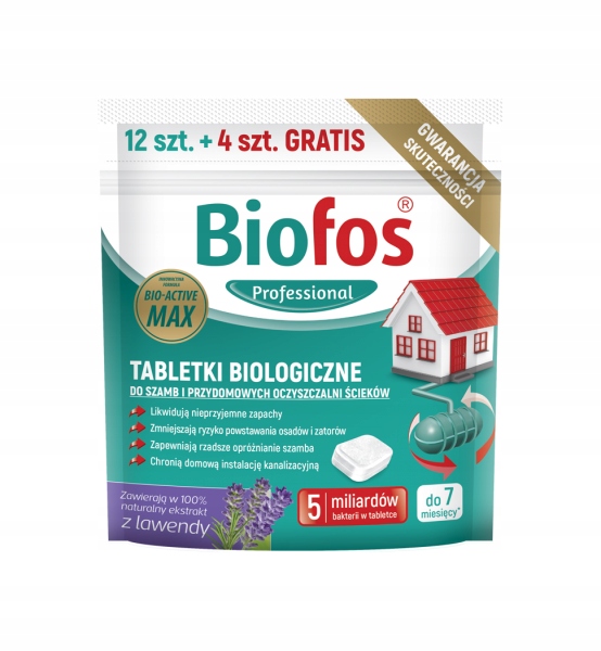 Tabletki do szamb i oczyszczalni Biofos 12 + 4 szt