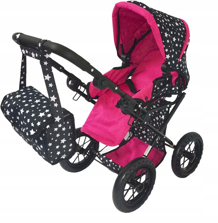 WÓZEK DLA LALEK SPACERÓWKA GONDOLA 3w1 DUŻE KOŁA
