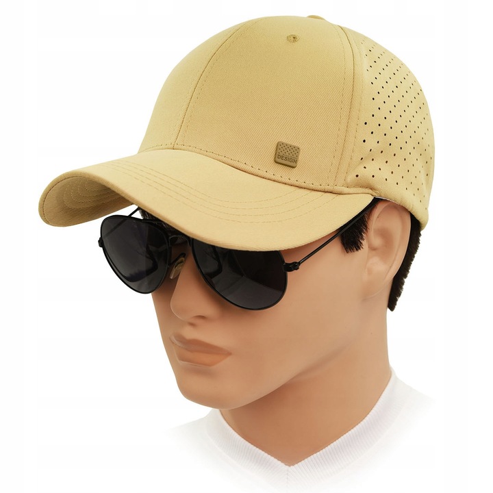 CZAPKA z Daszkiem Bejsbolówka Oddychająca Głęboka BEŻOWA Pako Jeans