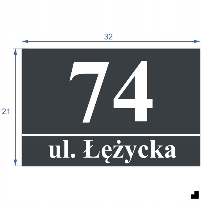 Nierdzewny Numer Na Dom Tabliczka Adresowa z Numerem Domu 32x21 cm Antracyt