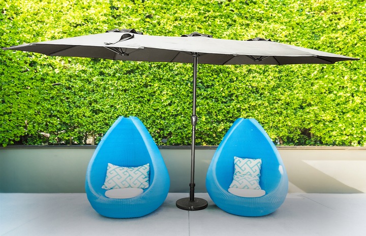 PODWÓJNY PARASOL OGRODOWY PRZECIWSŁONECZY Z KORBKĄ POKROWIEC PHOENIX SZARY