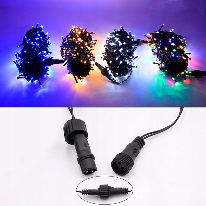 LAMPKI choinkowe świąteczne TIMER ciepły biały 12m