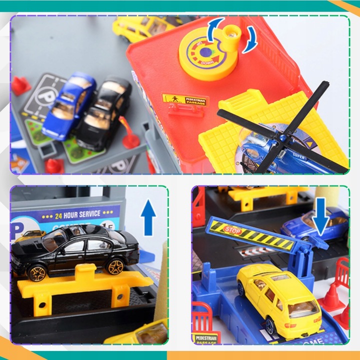 DUŻY PARKING GARAŻ PIĘTROWY AUTA HELIKOPTER TOR SAMOCHODOWY WINDA