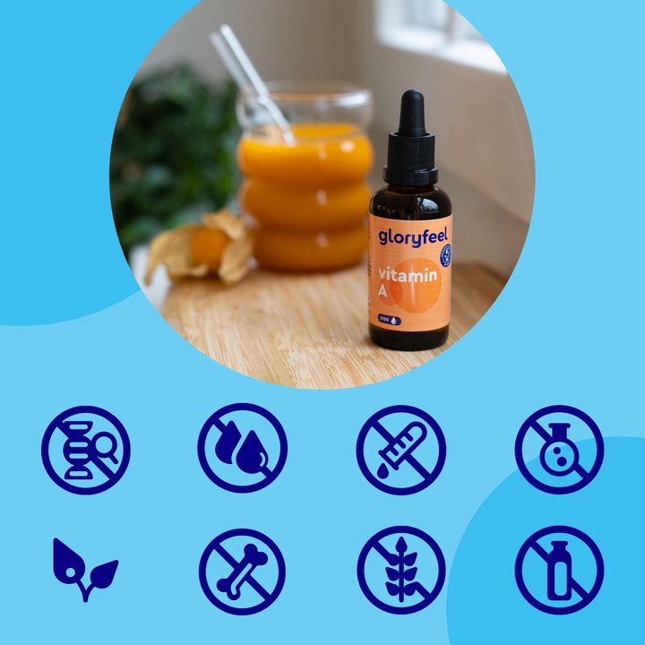 KROPLE WITAMINA A w wysokiej dawce - 5000 IU dziennie - 50 ml - gloryfeel