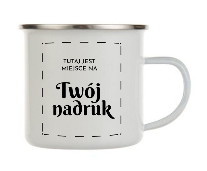 Kubek emaliowany, metalowy, 300ml, z dowolnym nadrukiem