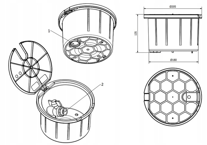 Studzienka poboru wody z zaworem 3/4"