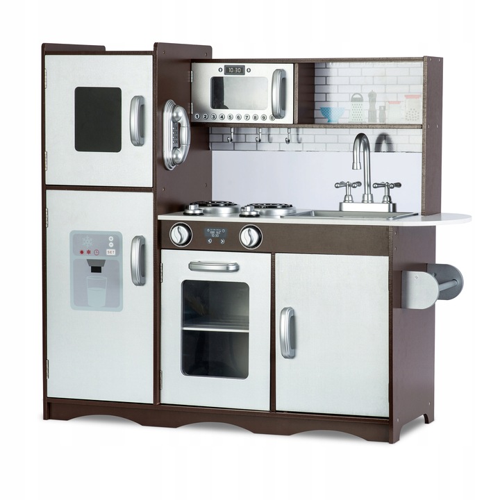 KUCHNIA DREWNIANA DLA DZIECI RETRO KUCHENKA DUŻA ŚWIATŁO LED + TABLICA