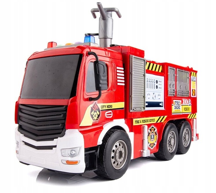 DUŻY WÓZ STRAŻACKI NA WODĘ STRAŻ POŻARNA DZWIĘKI