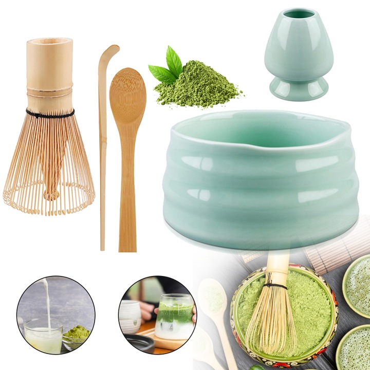 ZESTAW DO MATCHY Z MIOTEŁKA DO MATCHY I ŁYŻKĄ, JAPOŃSKA HERBATA MATCHA
