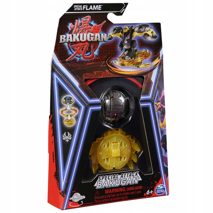 BAKUGAN ZESTAW SPECIAL ATTACK FLAME WIRUJĄCA KOLOROWA FIGURKA AKCJI +KARTY