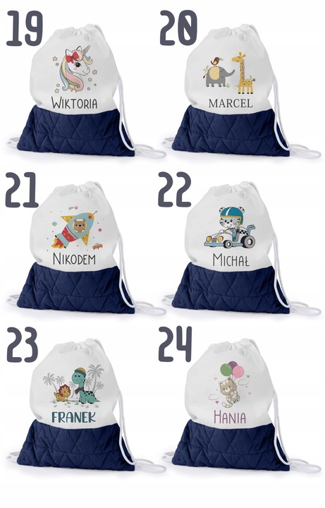 WOREK DO PRZEDSZKOLA ŻŁOBKA PLECAK DLA DZIECKA Z PĘTELKĄ NA BUTY + IMIĘ