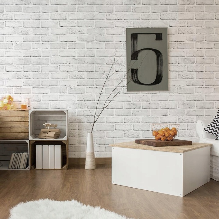 SAMOPRZYLEPNA TAPETA BIAŁA CEGŁA 3D OKLEINA 45cm x 10m