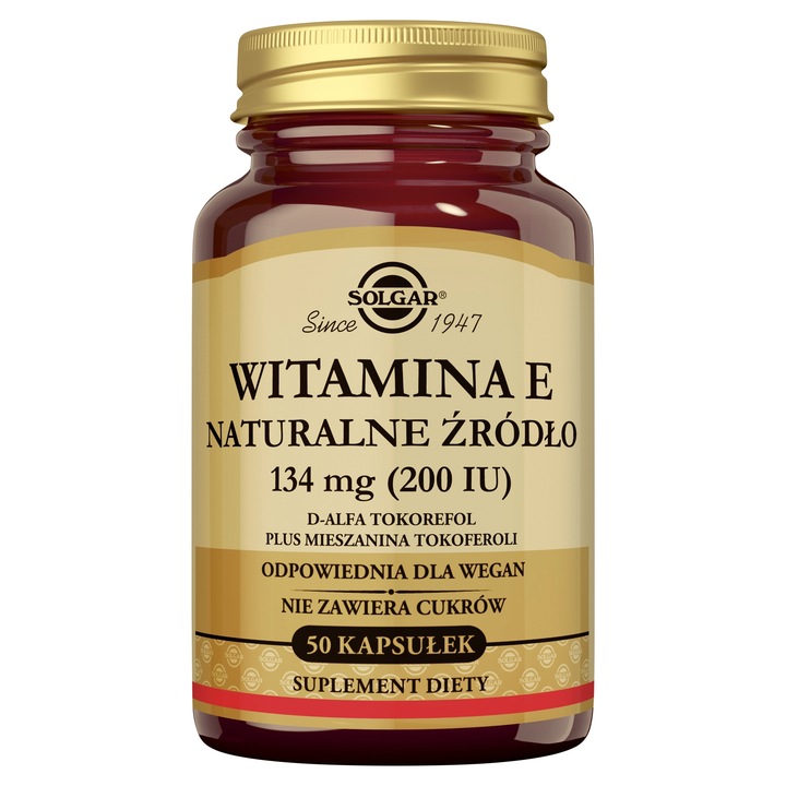 SOLGAR WITAMINA E 200 IU NATURALNA 50 KAPSUŁEK