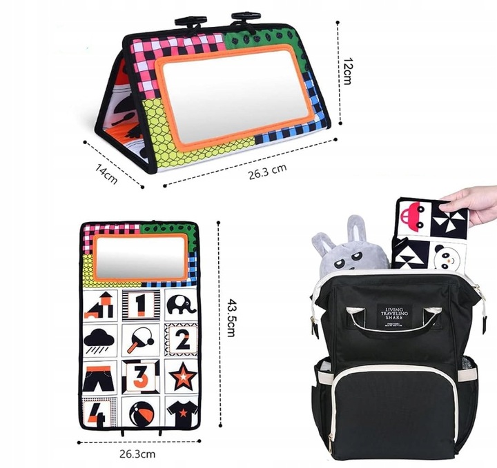 Książeczka Kontrastowa Zabawka Sensoryczna z Lusterkiem dla Niemowląt Wzory