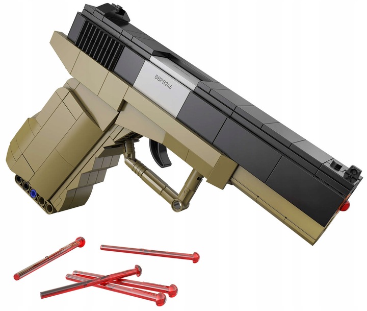 KLOCKI CADA BROŃ GLOCK 17 MECHANICZNY PISTOLET 338 ELEMENTÓW + 5 NABOI