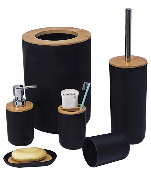 Zestaw łazienkowy akcesoriów łazienkowych 6 elementów kosz szczotka do WC