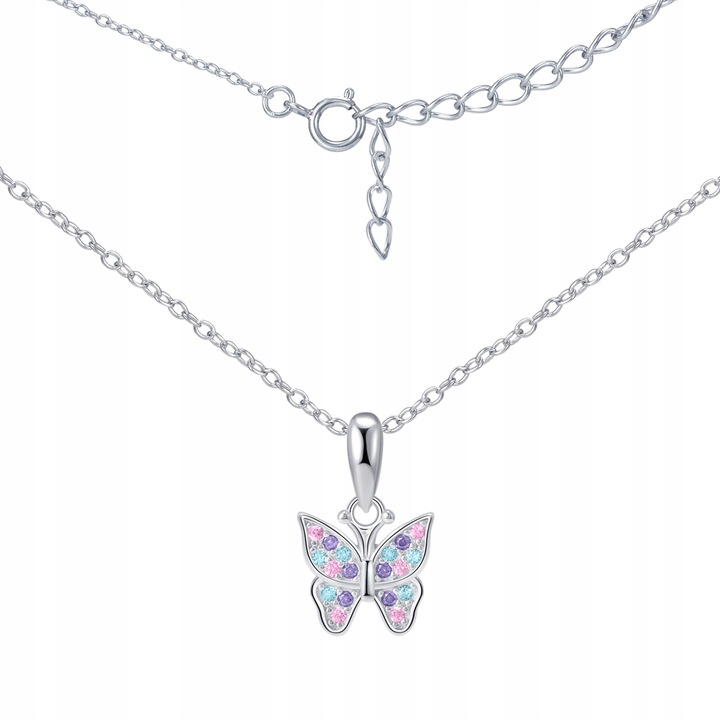 Naszyjnik srebrny 925 motylek dla dziewczynki łańcuszek z zawieszką srebro