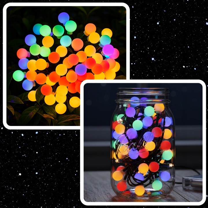 LAMPKI ŚWIĄTECZNE CHOINKOWE KULKI 200LED ZEWNĘTRZNE WEWNĘTRZNE MULTIKOLOR