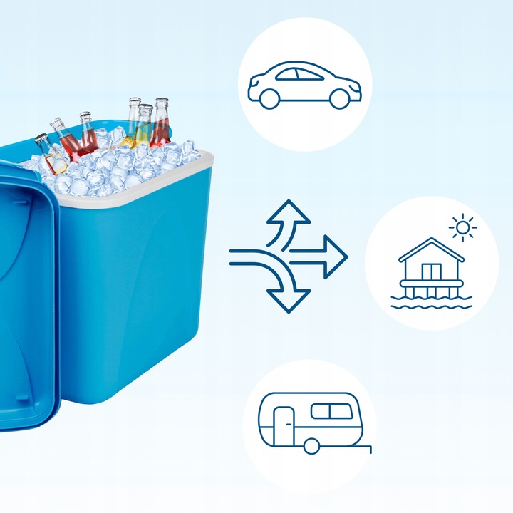 LODÓWKA TURYSTYCZNA 24L na WKŁADY MROŻĄCE niebieska do AUTA kampera PODRÓŻY