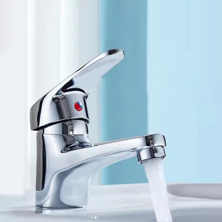 Bateria stojąca umywalkowa kran do umywalki zlewu chromowa niska nablatowa