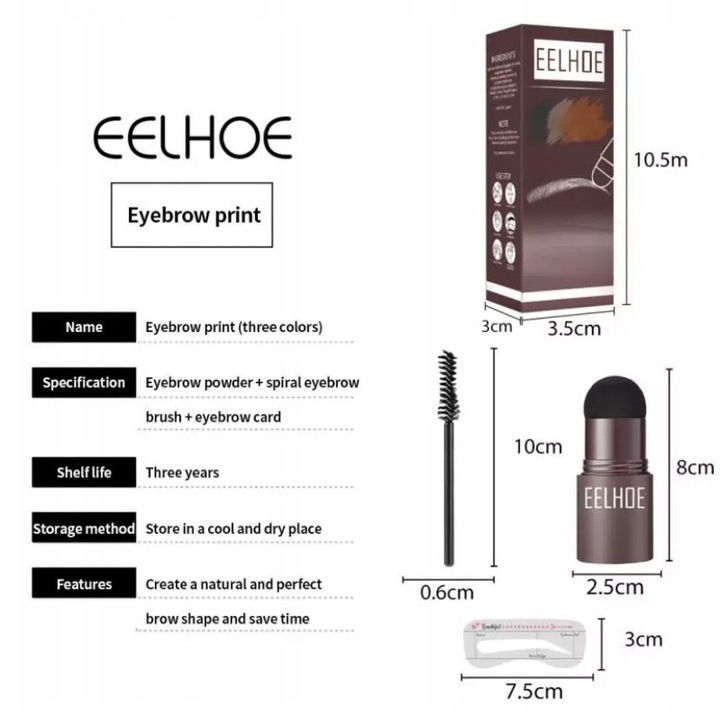 STEMPEL DO BRWI + 10 szt szablony czarny BOX