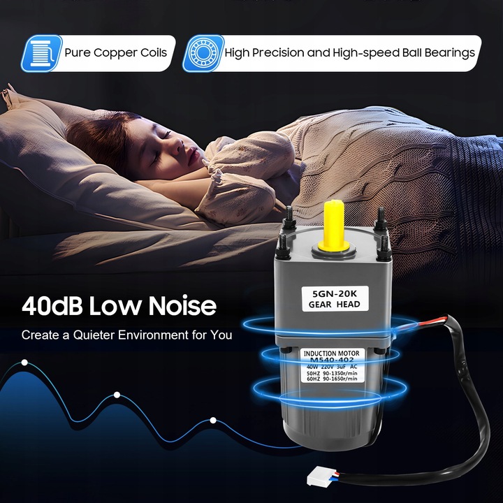 Silnik regulacji prędkości 40W 20K + regulator prędkości - 220V