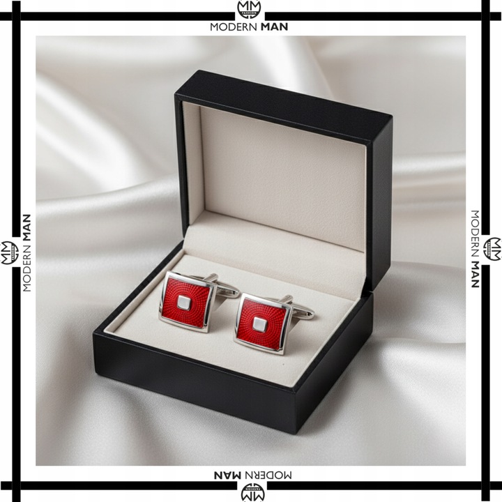 SPINKI DO MANKIETÓW MĘSKIE CZERWONE IDEALNY PREZENT DLA NIEGO