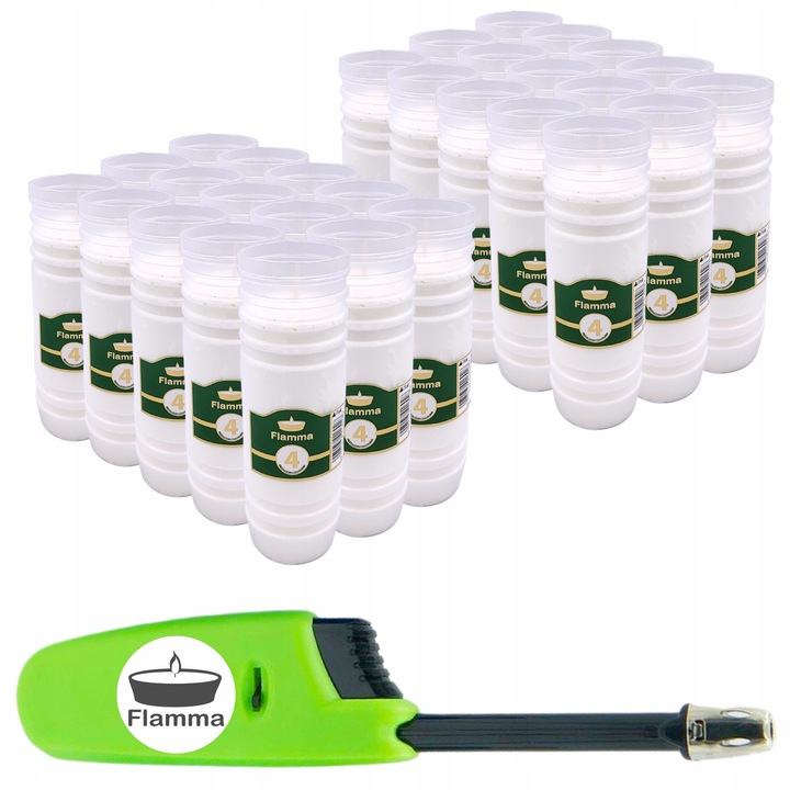 WKŁADY DO ZNICZY PARAFINOWE 4 DNI 96H 30 SZTUK ZNICZE + ZAPALNICZKA GRATIS