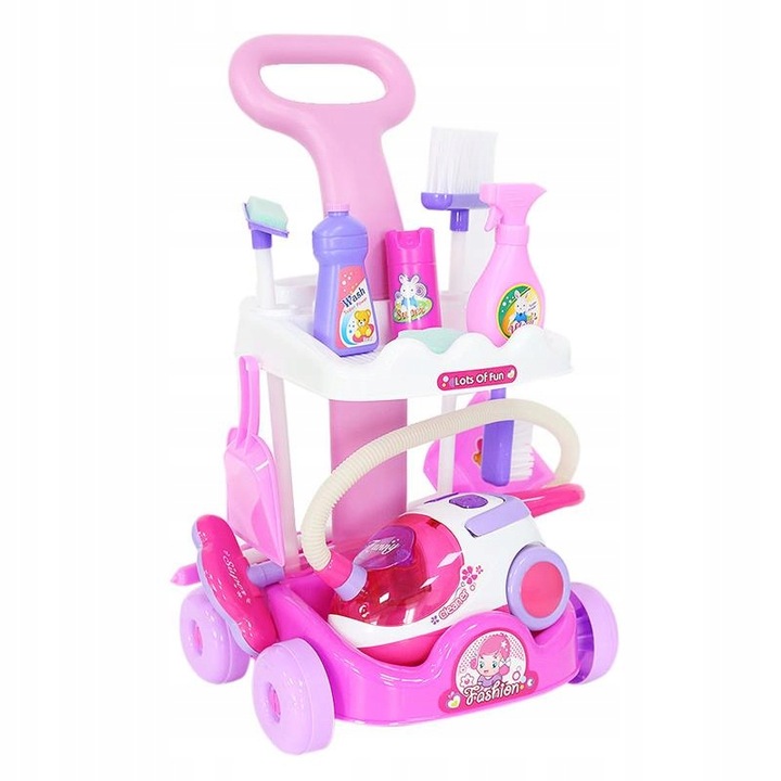 ZESTAW DO SPRZĄTANIA dla dzieci ODKURZACZ WCIĄGA WÓZEK MOP MIOTŁA SPRAY