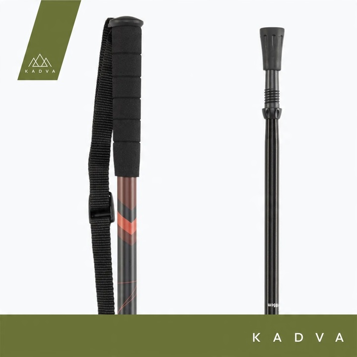 Kije turystyczne KADVA Tengri czerwony 65-135 cm SYSTEM TWIST LOCK