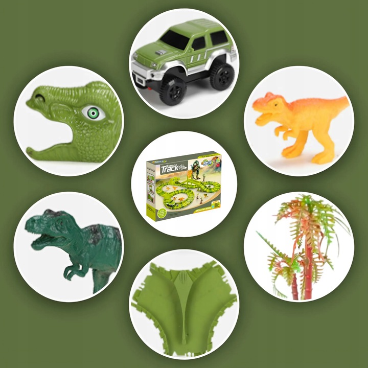 MEGA TOR WYŚCIGOWY DINO PARK DINOZAURÓW 169 EL DINOZAURY SAMOCHODZIK TOR