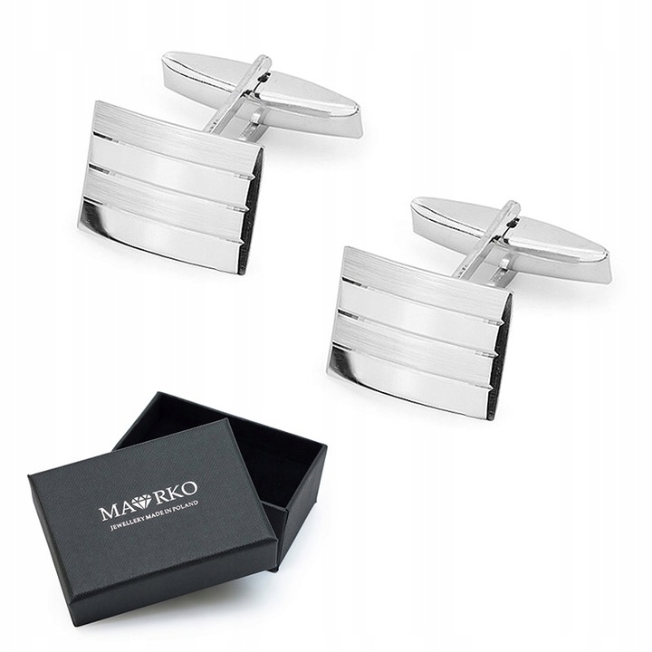 SREBRNE MĘSKIE SPINKI DO MANKIETÓW pr. 925 Zdobione + Pudełko