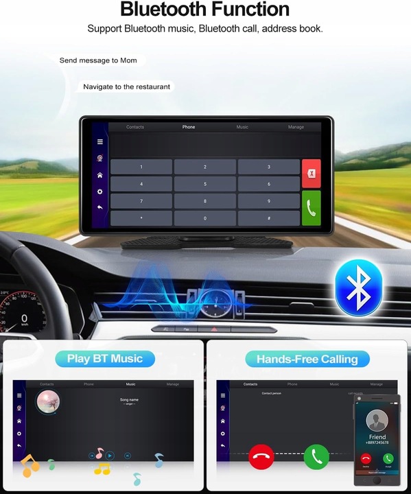 CAMECHO Android 13 Carplay 8 rdzeni 2G+32G ekran WiFi FM AUX kamera cofania