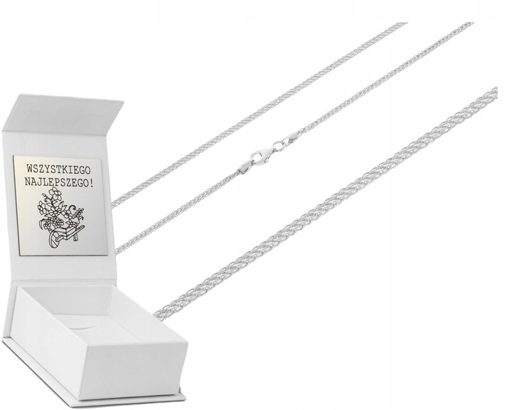 SREBRNY ŁAŃCUSZEK SPLOT LISI OGON PRÓBA 925 NA PREZENT GRAWER 55 cm
