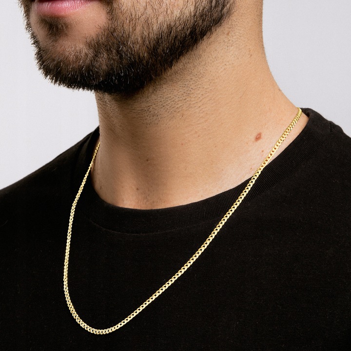 ZŁOTY ŁAŃCUSZEK MĘSKI PANCERKA 4g PEŁNY KUTY MOCNY ŁAŃCUCH 50 cm SREBRO 925