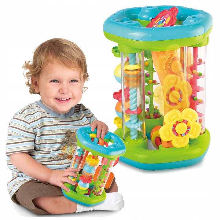 Dumel ROLER zabawka do NAUKI raczkowania RUCHOME ELEMENTY 6m + GRZECHOTKA