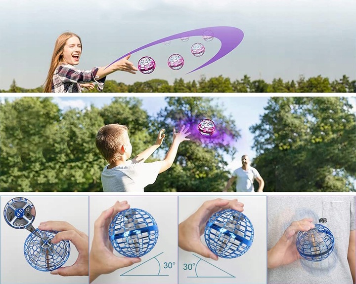LATAJĄCA PIŁKA LATAJĄCA BOOMERANG SPINNER KULA STEROWANY RĘKĄ LED