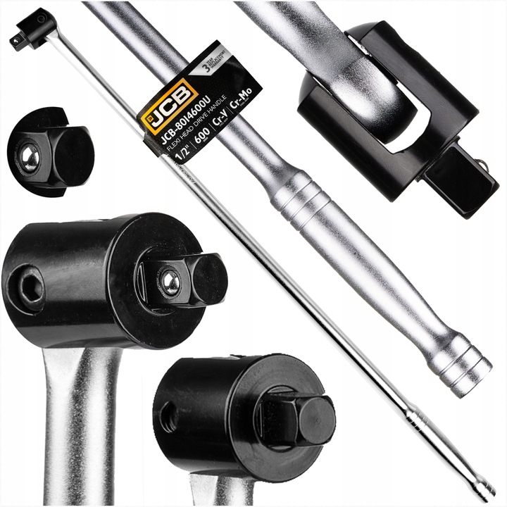POKRĘTŁO PRZEGUBOWE ŁAMANE UCHYLNE 1/2" 600MM DŁUGIE CR-V DO NASADEK JCB