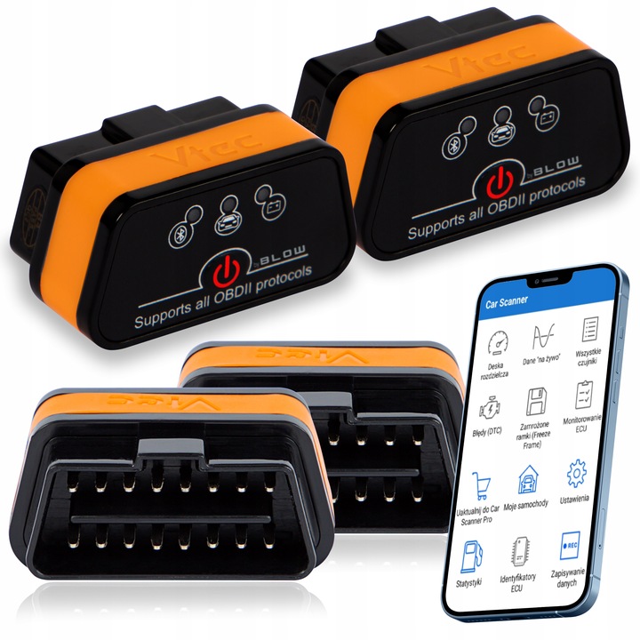2x INTERFEJS DIAGNOSTYCZNY OBD2 BLUETOOTH ANDROID iOS WINDOWS TESTER POLSKI