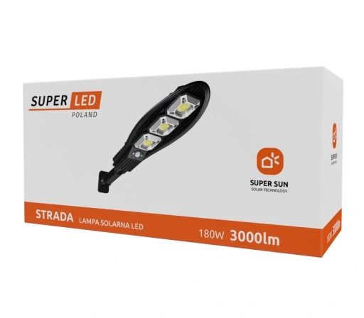 Lampa solarna LED 180W Latarnia uliczna z czujnik + uchwyt + pilot